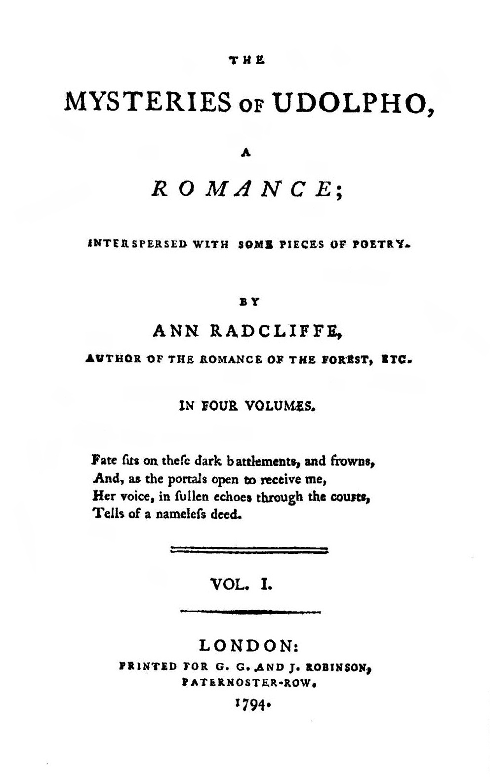 The Mysteries of Udolpho book cover