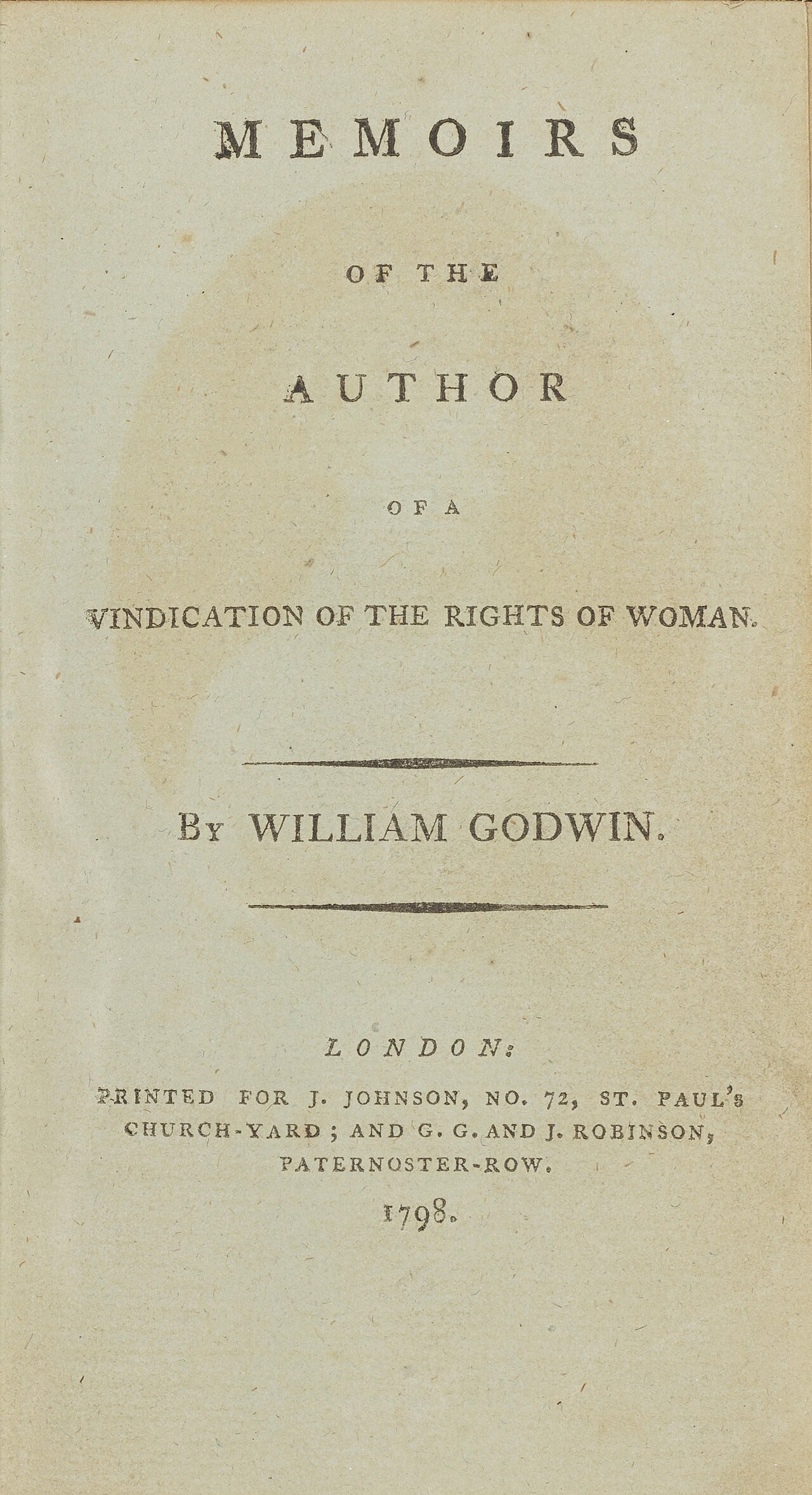 Memoirs of the Author of A Vindication of the Rights of Woman cover